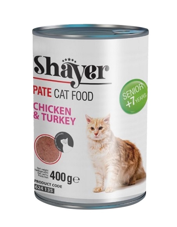  کنسرو غذای گربه شایر مدل Senior Chicken & Turkey 