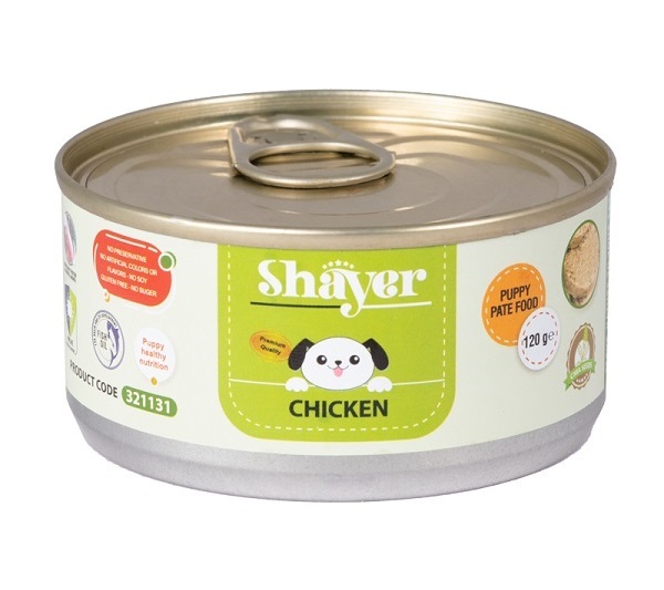  کنسرو غذای توله سگ شایر مدل Chicken 