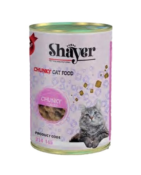 کنسرو غذای گربه شایر با طعم بوقلمون Chunky Turkey وزن 400 گرم