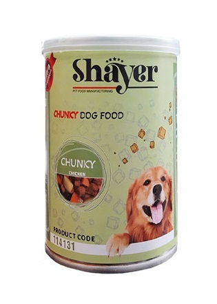 کنسرو غذای سگ شایر با طعم مرغ Chunky Chicken وزن 400 گرم